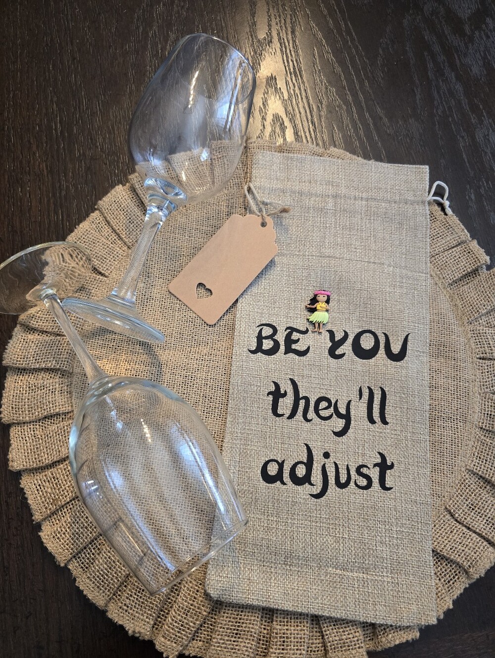 🍷🩷Handmade Burlap Wine Tote Bag ✨ Perfect Girlfriend Gift Idea!